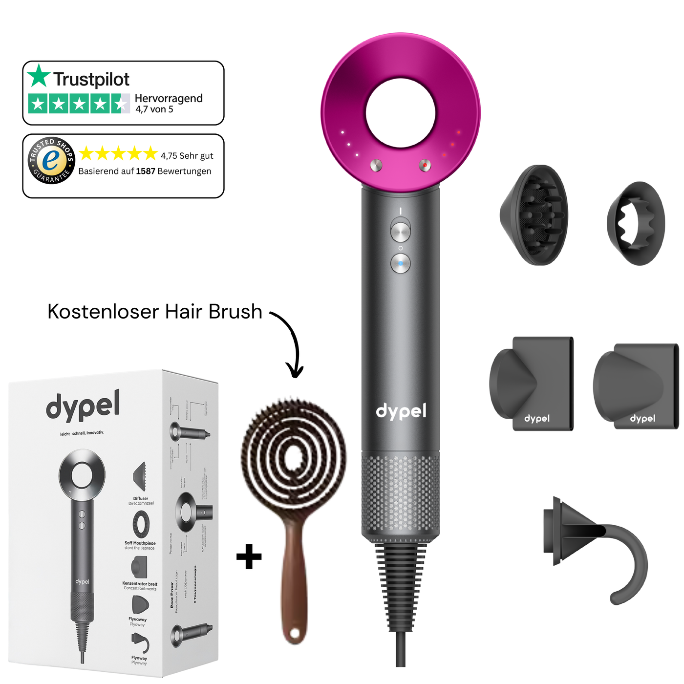 Hair Dryer + Hair Brush