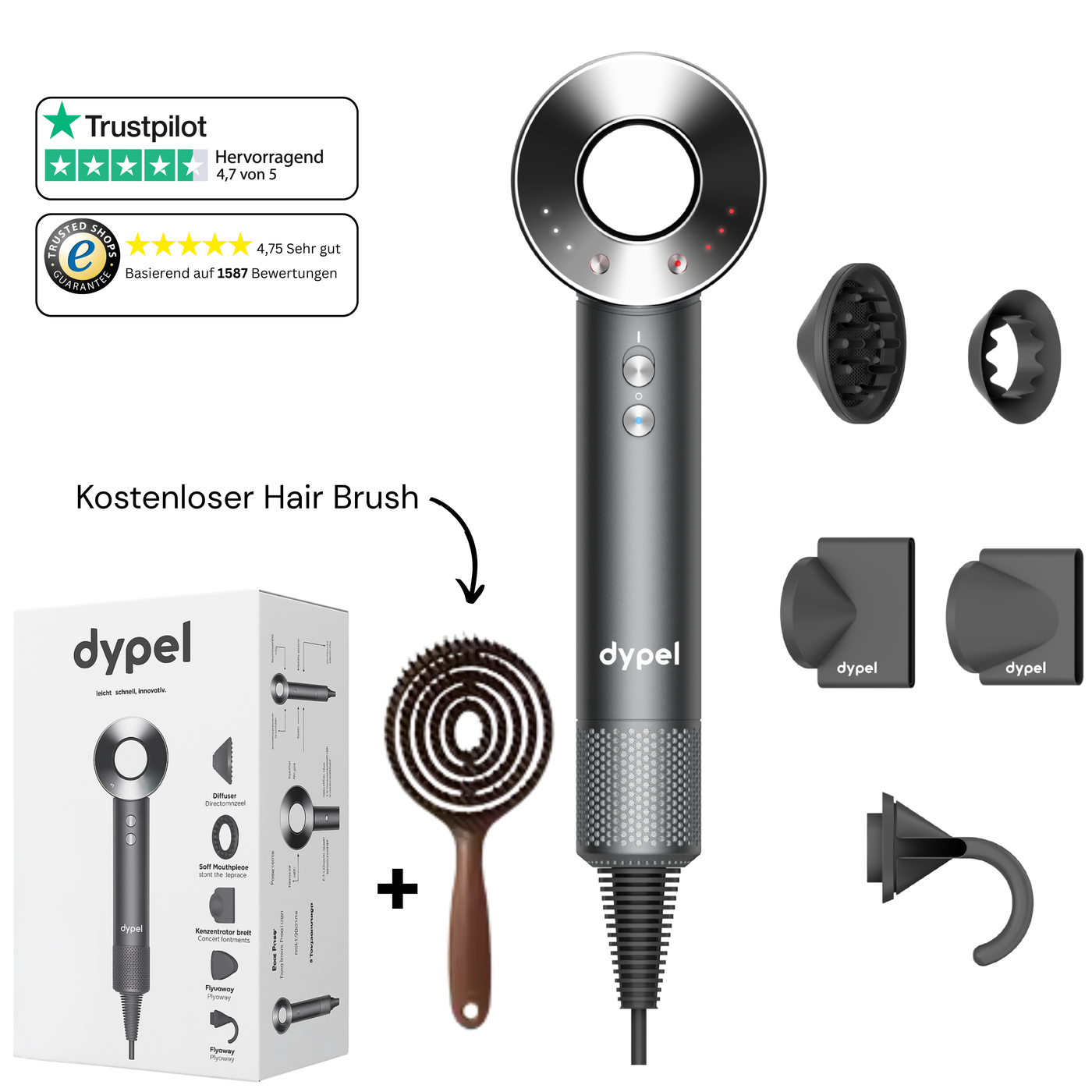 Hair Dryer + Hair Brush