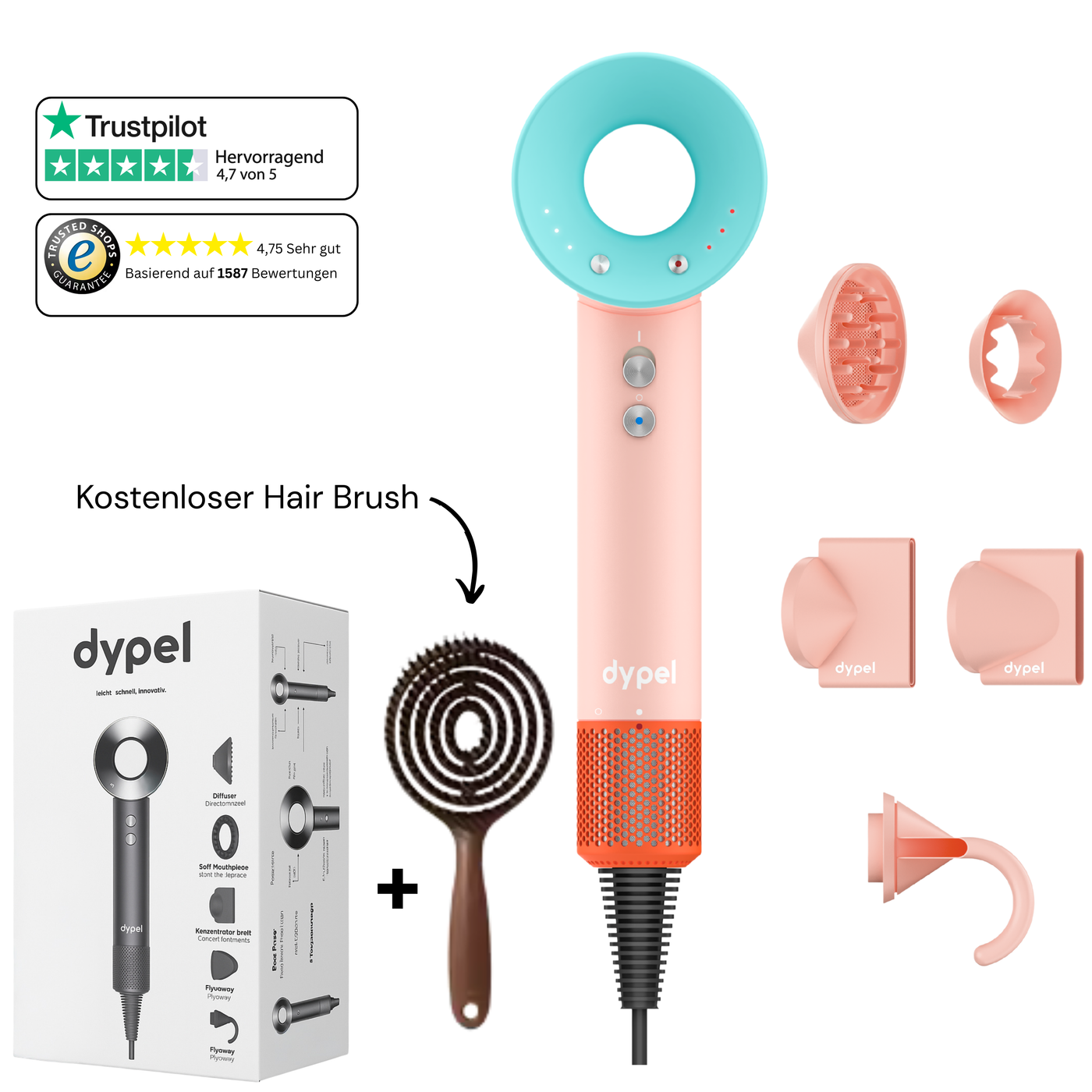 Hair Dryer + Hair Brush