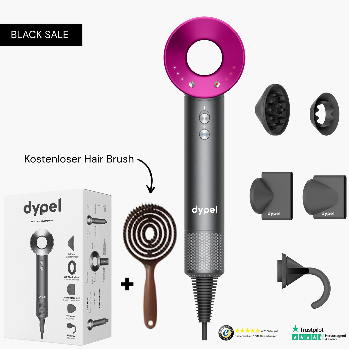 Hair Dryer + Hair Brush